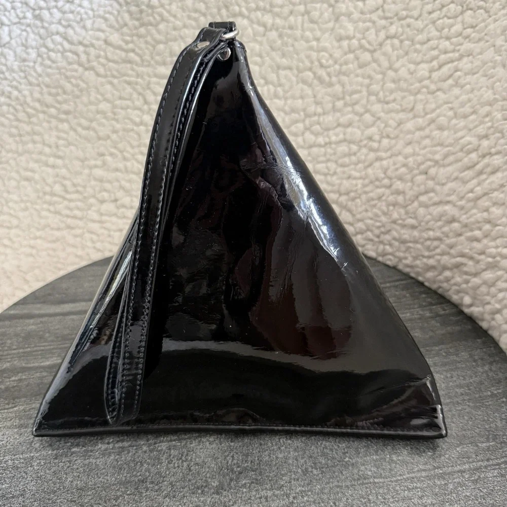JUNYA WATANABE COMME des GARCON Pyramid Triangle Black Patent Leather Clutch Bag